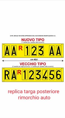 Targa Ripetitrice Per Rimorchi | In Alluminio Giallo, Con Lettere/Numeri Adesivi Omologati, Include R Rossa - Foto 3