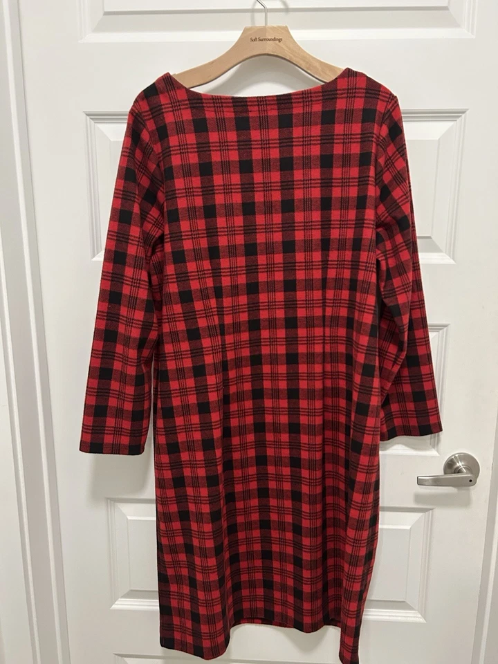 Talbots Red Black Dress Plus Size 1X Tartan Plaid Christmas Holiday EC! - Image 4 of 4