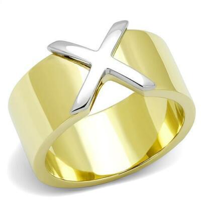 TK3185 - Two-Tone IP Gold (Ion Plating) Stainless Steel Ring with