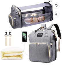 Diaper Bag Backpack, 3 in 1 Travel Baby Bag, Multifunction Portable Foldable