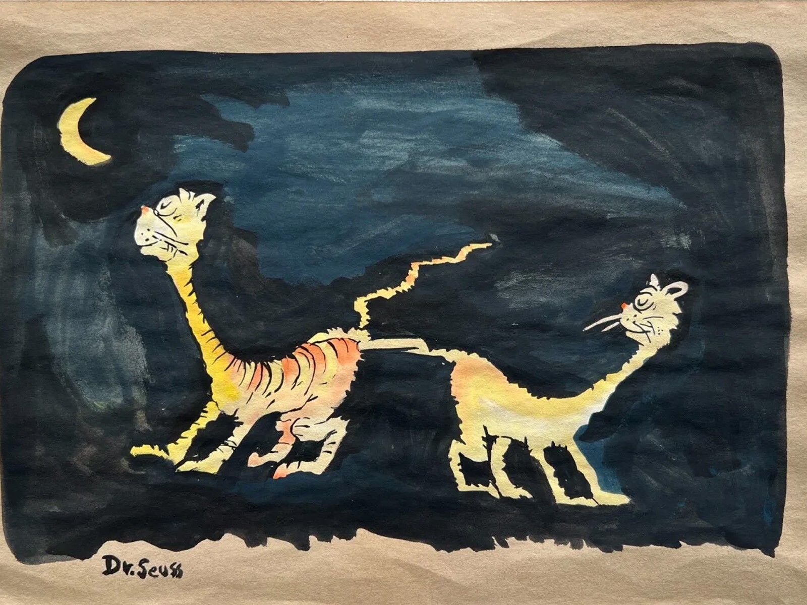 Dr. Seuss COA Art Drawing Painting Vintage Handmade Signed Original Paper