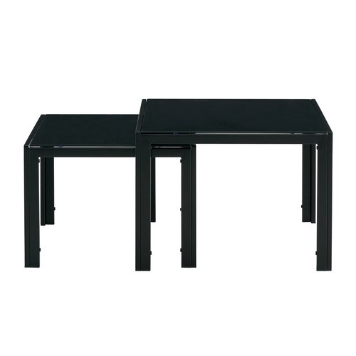 Nesting Coffee Table Set of 2, Square Modern with Tempered Glass for Living Room - Picture 2 of 12