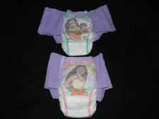 4  Huggies Pull-ups 5t-6t over 46-60 Lbs.( Moana 2) Made to fit 32 in waist.