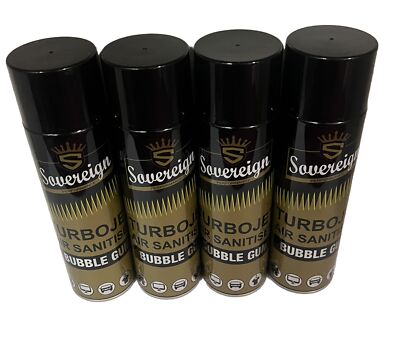 4 x SOVEREIGN BUBBLE GUM TURBOJET LUFTDESINFEKTIONSMITTEL AUTO HEIMBÜRO ERFRISCHER SPRAY