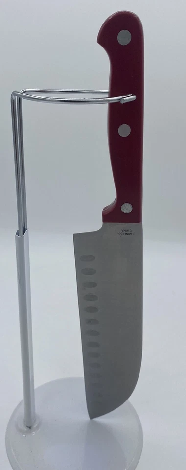 Cuchillo GINSU Kiso 7" Santoku rojo apto para lavavajillas hoja de acero inoxidable Foto 2 de 4