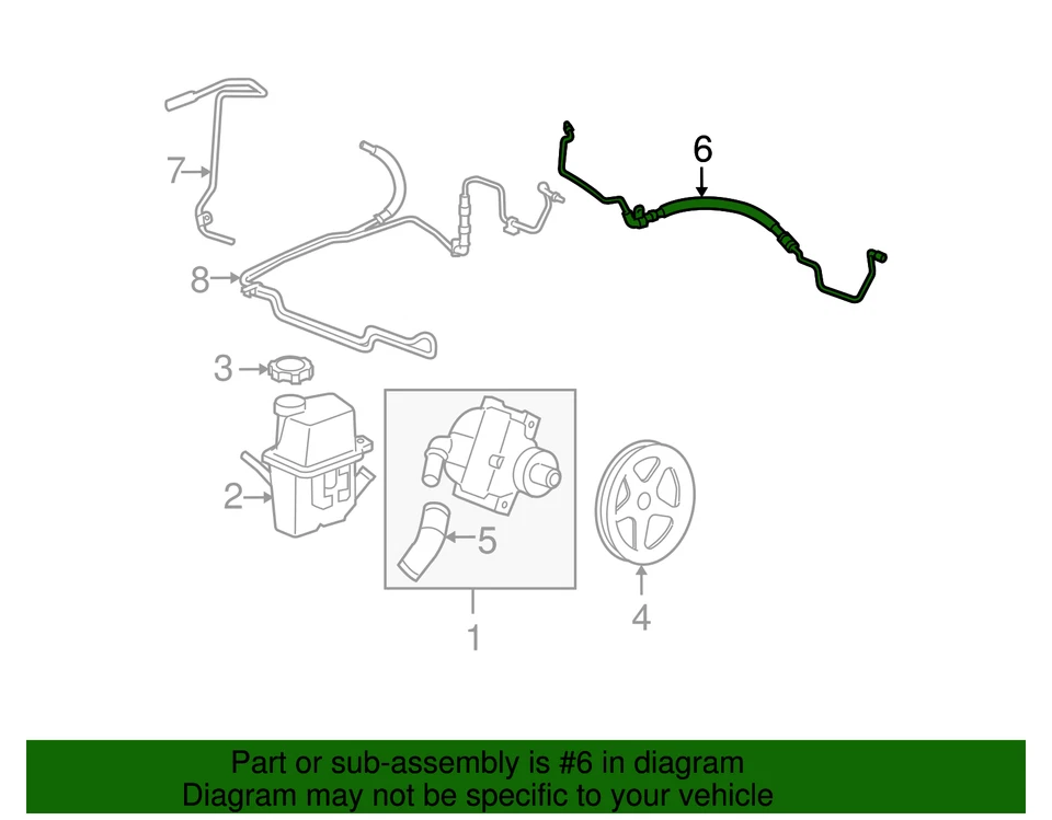 Genuine GM 2006-2009 Chevrolet Impala SS Power Steering Gear Inlet Hose 15291019 - Image 2 of 2