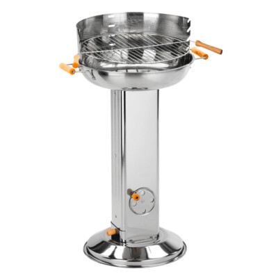 Säulengrill aus Edelstahl 43 cm mit Griffen Holzkohlegrill BBQ Grill Gartengrill