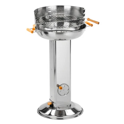 MARKENLOS Säulengrill aus Edelstahl 43 cm mit Griffen Holzkohlegrill BBQ Grill Gartengrill