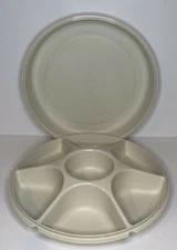 Vintage Tupperware Divided Chip & Dip Vegetable Tray With Lid