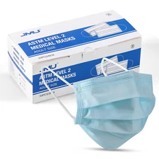 JMU Disposable Face Mask 3-Ply Protection Masks for Adults, ASTM Level 2