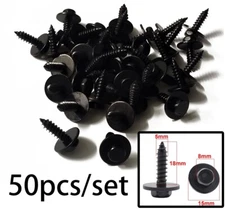50*Car Screw Fender Liner Body Bumper Cover Splash Shield Bolt Screw Metal Black