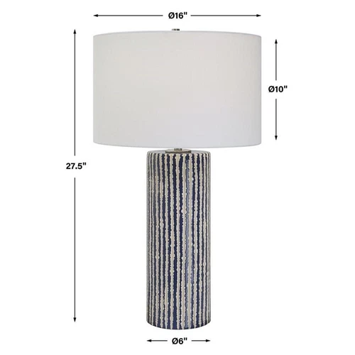 Uttermost Havana Contemporary Fabric and Ceramic Table Lamp in Blue - Picture 8 of 8