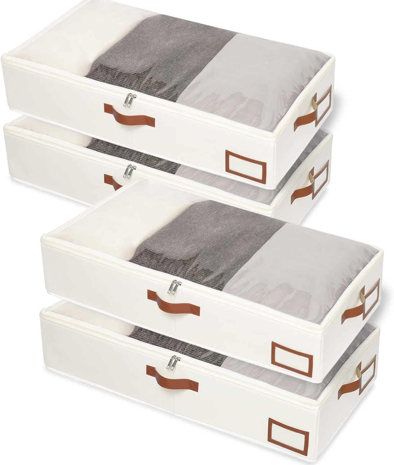 4-Pack Collapsible Under Bed Storage Bins with Lids for Closet Organization-image