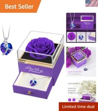 Eternal Purple Rose Gift Box with 'I Love You' Necklace for Special Occasions