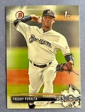Freddy Peralta 2017 Bowman 1ST BOWMAN CARD Rookie #BP22 BREWERS/ RAYS (Base). rookie card picture