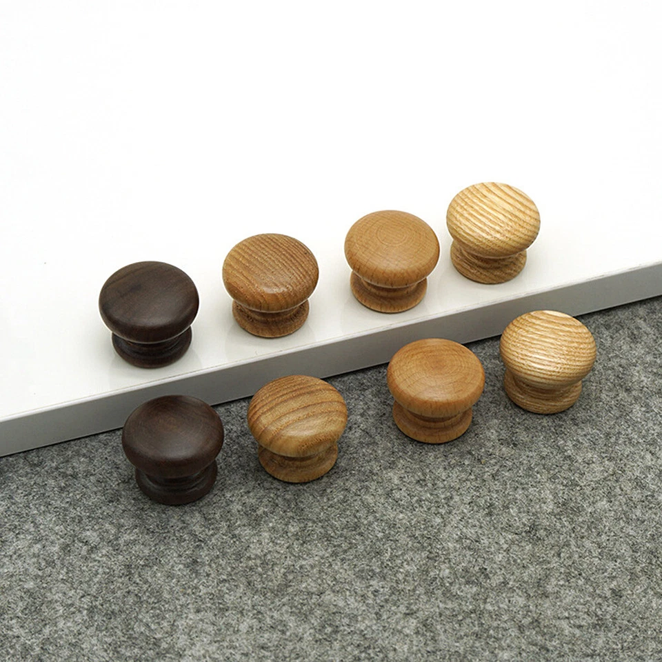 2Pcs Natural Wood Cabinet Knob Door Furniture Drawer Cupboard Pull Handle Knobs - Image 4 of 4