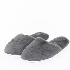 FASHION SLIPPER womens slip on size XL 10 gray faux fur upper indoor/outdoor NEW