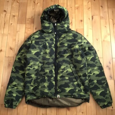 Reversible BAPE camo hoodie Down jacket a bathing ape NIGO Size XL