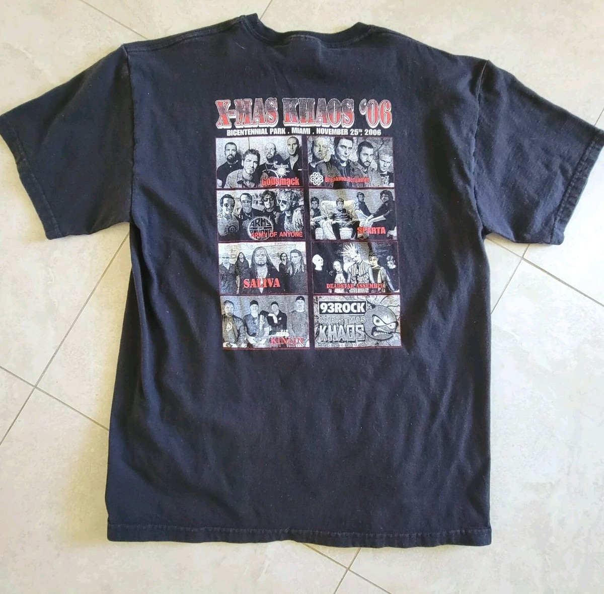 Vintage Godsmack 2006 Xmas Khaos Tour T-Shirt Miami, Black Adult Large View 2