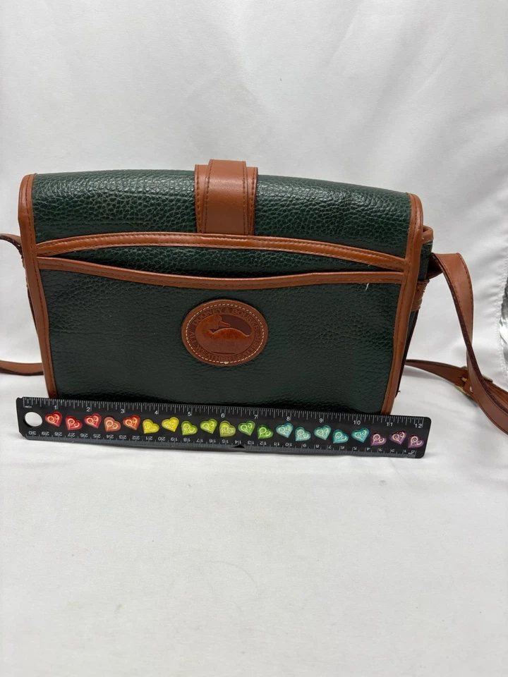 Vintage Dooney & Bourke Crossbody Shoulder Bag Green Pebble Leather Long Strap - Image 3 of 4