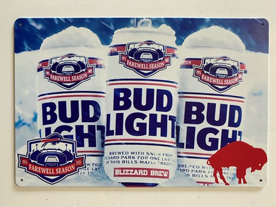 #ad Buffalo Bills Bud Light Beer Sign Blizzard Brew Thurman Thomas Jim Kelly $19.99