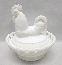 Vaso de leche imperial grande vintage de 7,5" HEN ON NID con fondo de encaje