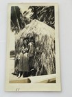 Wwii Era B&W Hawaii Photo Woman In Grass Skirts Costumes Outside Hut Army Stamp