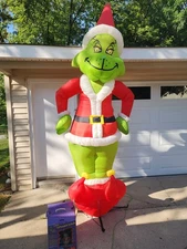 Giant 8' Inflatable Air Blown Christmas Light Up Grinch Gemmy 2004