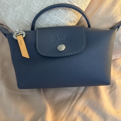Longchamp Le Pliage City Mini Top Handle Cosmetic Pouch Slate w/o