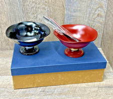 Masano Eichizen Lacquerware SHIKKI Gold And Silver Sweet Cups Pair w/ Spoons