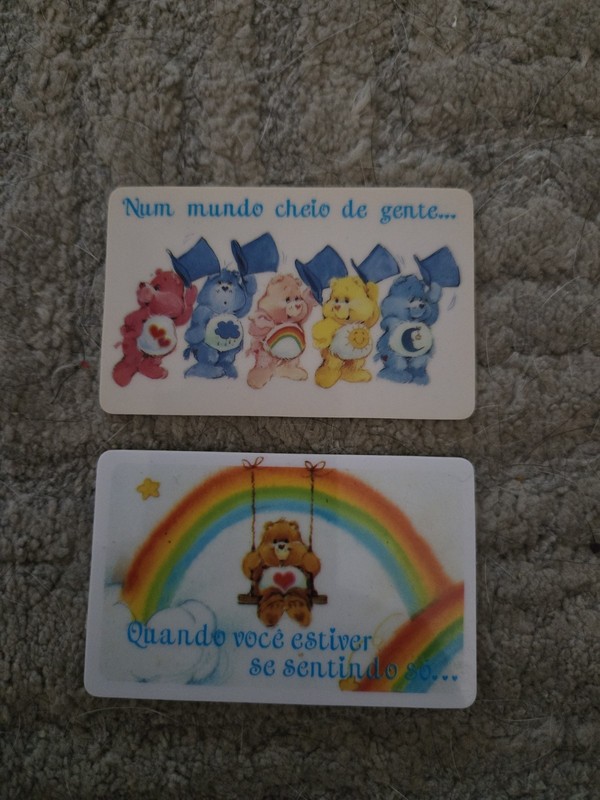 2 Antique Care Bears Stationery Plastic Cards Rare In Spanish
