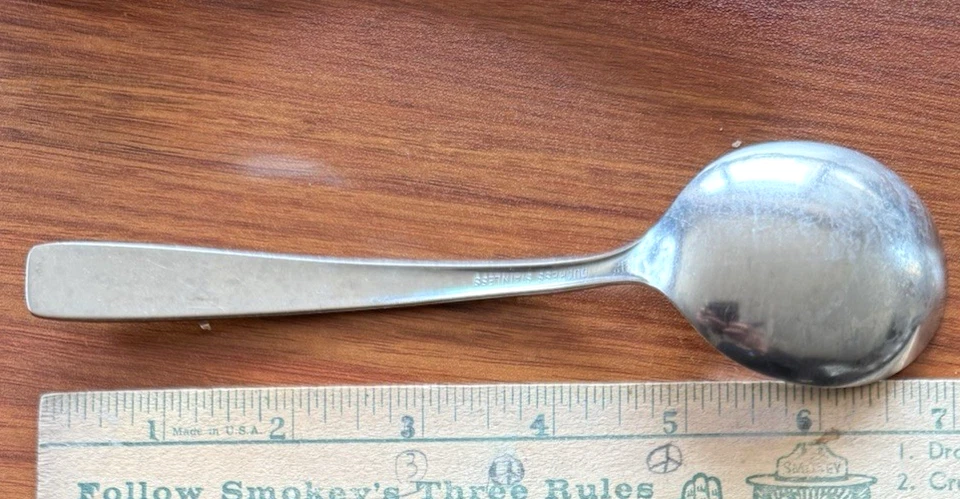 4 Vintage Stainless Soup Spoons Duchess Pattern Flatware Mid Century Modern - Image 3 of 3