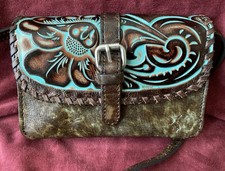 Patricia Nash TORRI Small Leather Crossbody Bag Tooled Turquoise