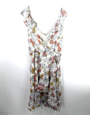 J.O.A. JUST ONE ANSWER Midi Cottage Core Dress Women Med White Floral Boho Flowy