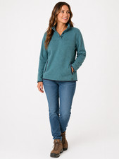 Eddie Bauer Radiator 2.0 Snap Mock Neck Womens M Deep Sea Teal Fleece NWT