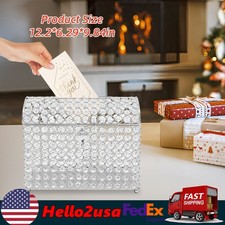 WEDDING CARD BOX WITH HEART LOCK, MONEY CARD BOX,CLEAR, SILVER BEAUTIFUL MODERN