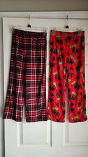 Boys Size Medium M 6/8 Pajama Christmas Pants Lot Of 2 Plaid Reindeer Red Black