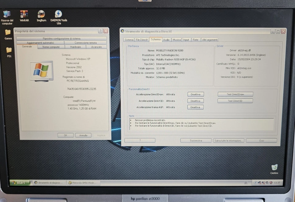 Pc Notebook Retrogaming Windows Xp HP Pavilion ZT3000 Ati Radeon 9200 15,4" - Imagen 3 de 4