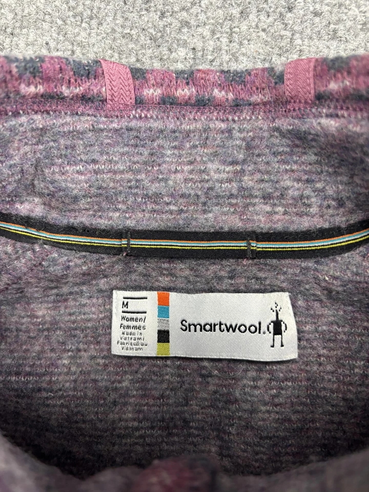 Suéter Smartwool Mujer Medio Púrpura Cremallera Completa Lana Tejido Chaqueta Fair Isle Foto 2 de 4