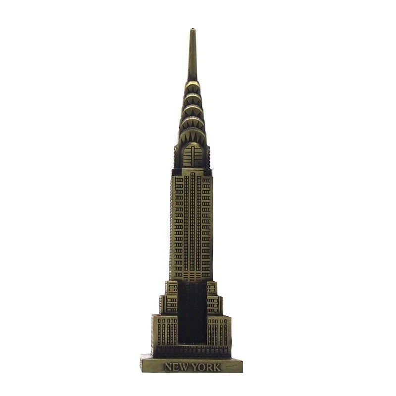 New Zinc Alloy Chrysler Building Model Home Furnishings Metal Wine Cabinet Decor - Image 2 of 4