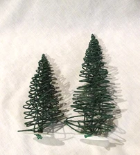 DEPT 56 VILLAGE LANDSCAPE - Green ZIG ZAG TREES SET 2 TREES 9 in. 7 in.