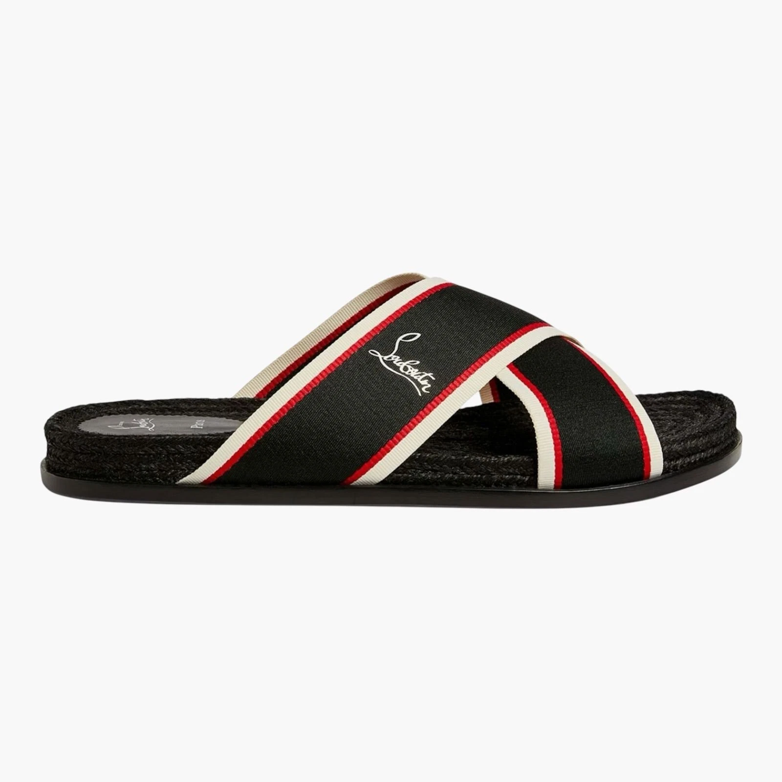 Christian Louboutin — Christian Louboutin Hot Cross Flat Sandals Black Mens EU 44 UK 10 US 11 NEW