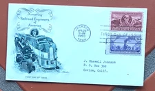 RAILROAD ENGINEER CASEY JONES 1950 ARTMASTER CACHET FDC COMBO 1944 TRANSPACIFIC