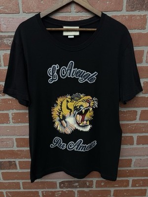 GUCCI Tシャツ L ミケーレ 刺繍 ロゴ GUCCI Lion Embroidered T-shirt Size Medium “Tiny Holes” Authentic