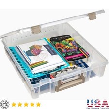 Craft Storage Organizer Clear Portable Case W/ Removable Dividers Durable Design