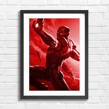 Flying Iron Man Repulsor Beam Red Framed Wall Art Print Large Picture Home Decor
