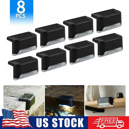 8 pack New Solar Deck Lights Outdoor Waterproof LED Steps Lamps for Stairs Fence