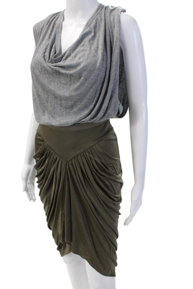 Alexander Wang, Mujer Falda Tulipán Verde Capucha Cuello Hasta la Rodilla Rayón Talla 2 Foto 2 de 4