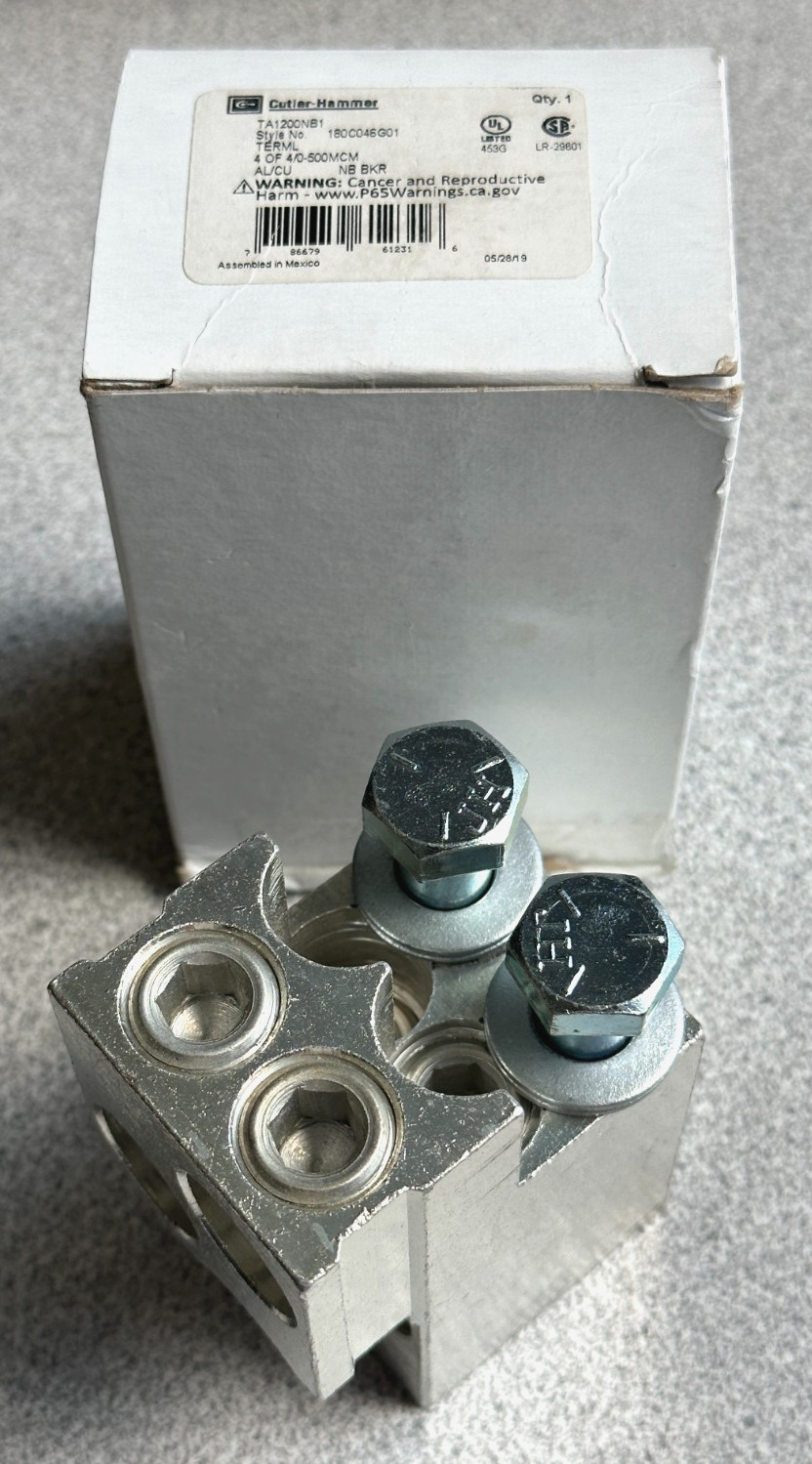 NEW EATON TA1200NB1 1200-AMP CIRCUIT BREAKER LUG CUTLER HAMMER (4) #4/0 AWG-500