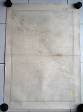 CARTE MARINE ANCIENNE  DE LORIENT   À LA GIRONDE 1872 Ré Oléron BRETAGNE